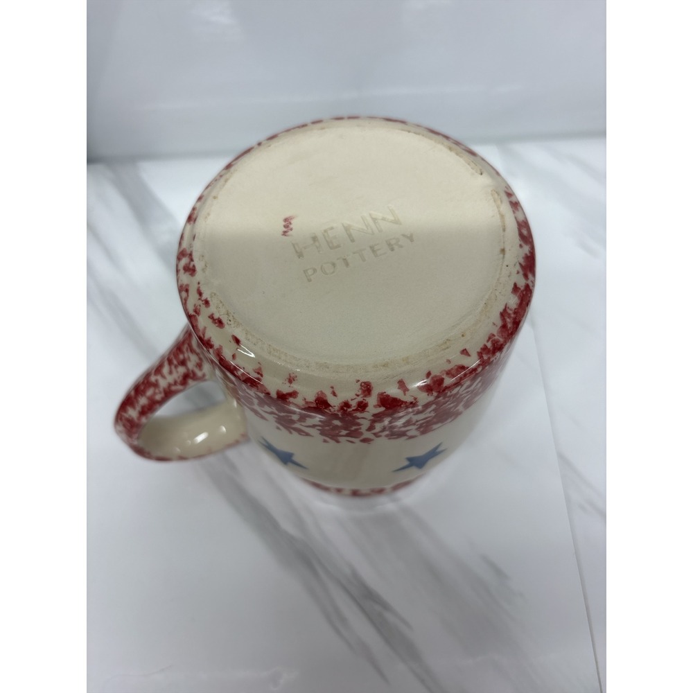 VTG Gerald Henn Roseville Spongeware Pitcher Old Glory Americana Flag Stoneware - Picture 6 of 8